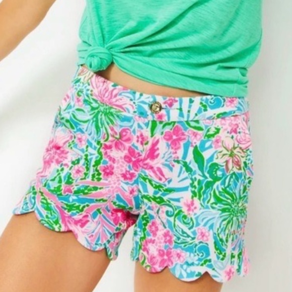 Lilly Pulitzer Buttercup Short Amalfi Blue Leaf It Wild - Size 4 - NWT - Picture 3 of 9